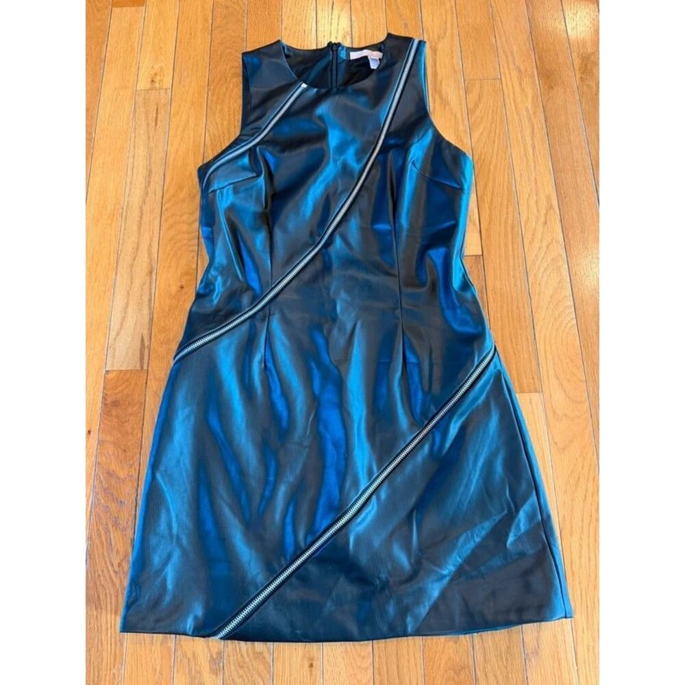 Hutch Telita Mini Dress Faux Leather with Zipper Design Sz Small Black